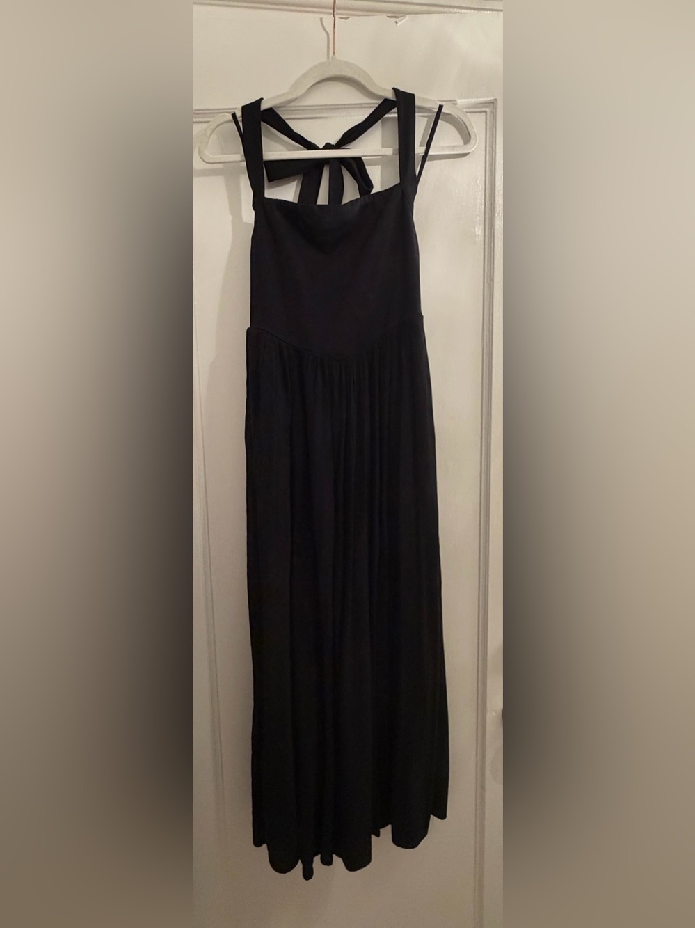 aerie Black Halter-Neck Maxi Dress with Tie